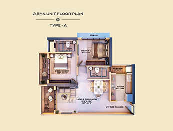 2 BHK Unit Floor Plan Type A