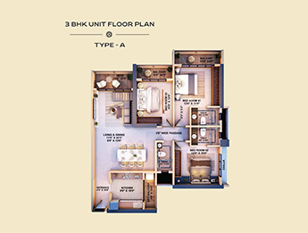 3 BHK Unit Floor Plan Type A